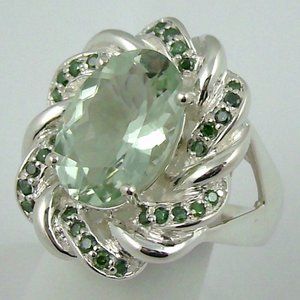 5.40ct Brazilian Prasiolite & Green Diamond Ring